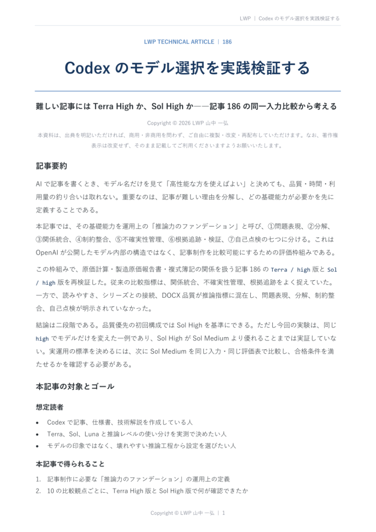 Codexのモデル選択を実践検証するの原稿冒頭プレビュー