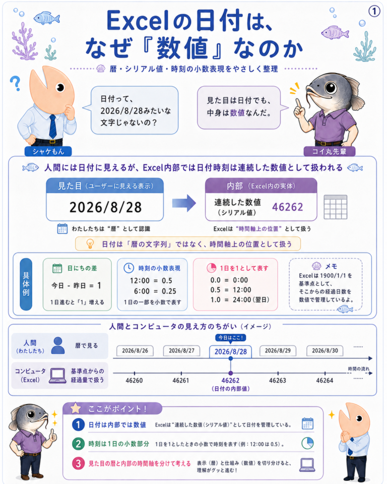 Excelの日付は、なぜ「数値」なのかの図解